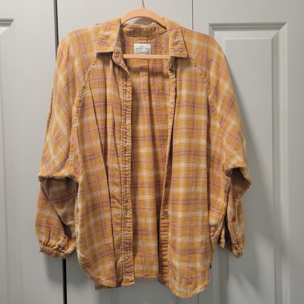 American Eagle Outfitters Yellow Plaid Shirt